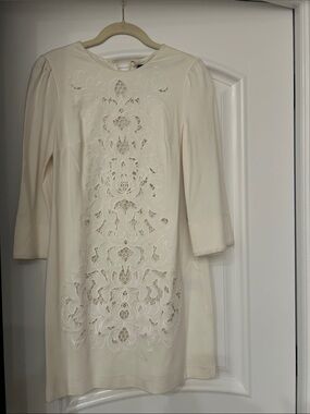 Cynthia Steffe Ivory Cutwork Lace-Front Mini Dress